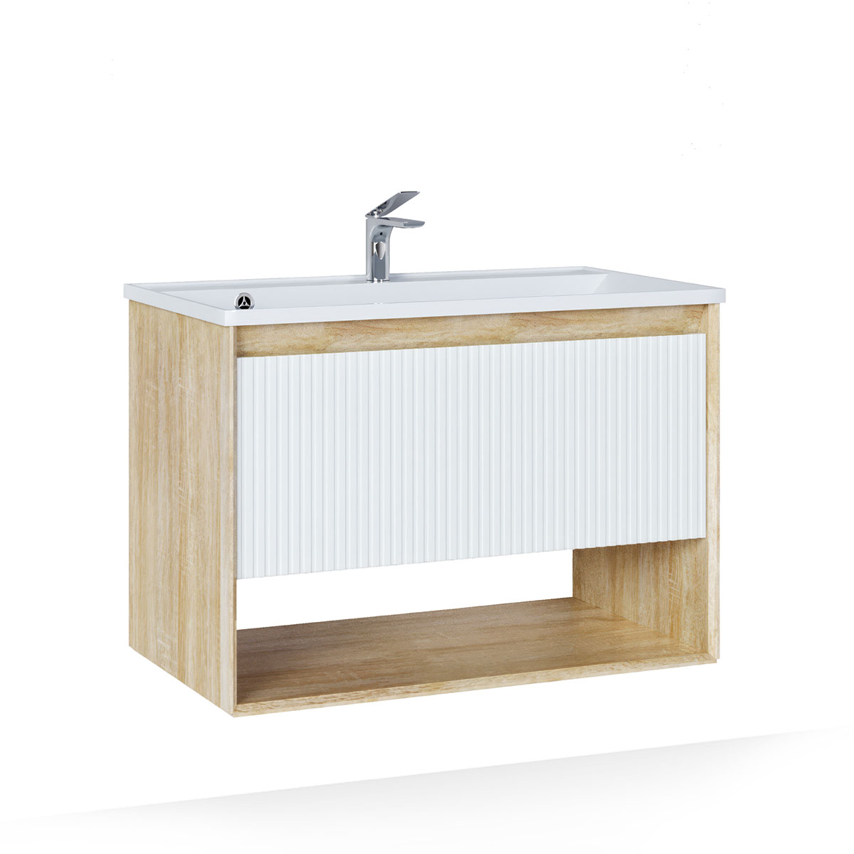 Тумба Tossony 90 подвесная Сонома светлая/Белый