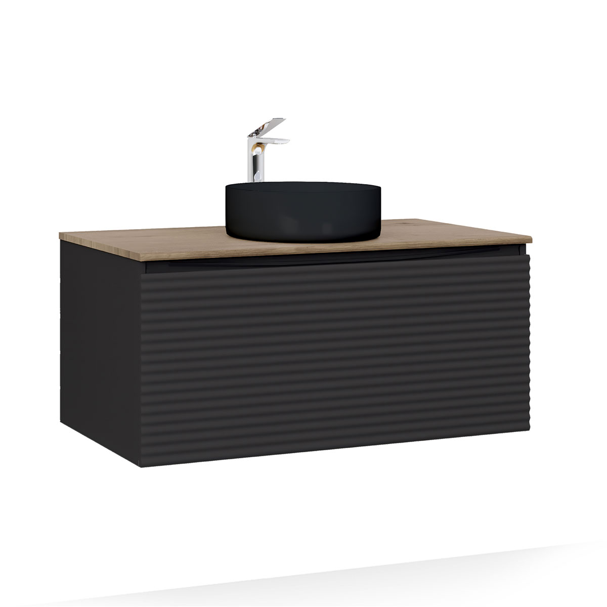 Тумба Cossety 100 подвесная Антрацит/Дуб Крафт золотой